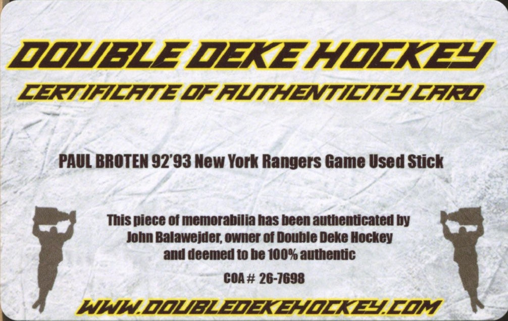 Original memorabilia photo for Paul Broten  