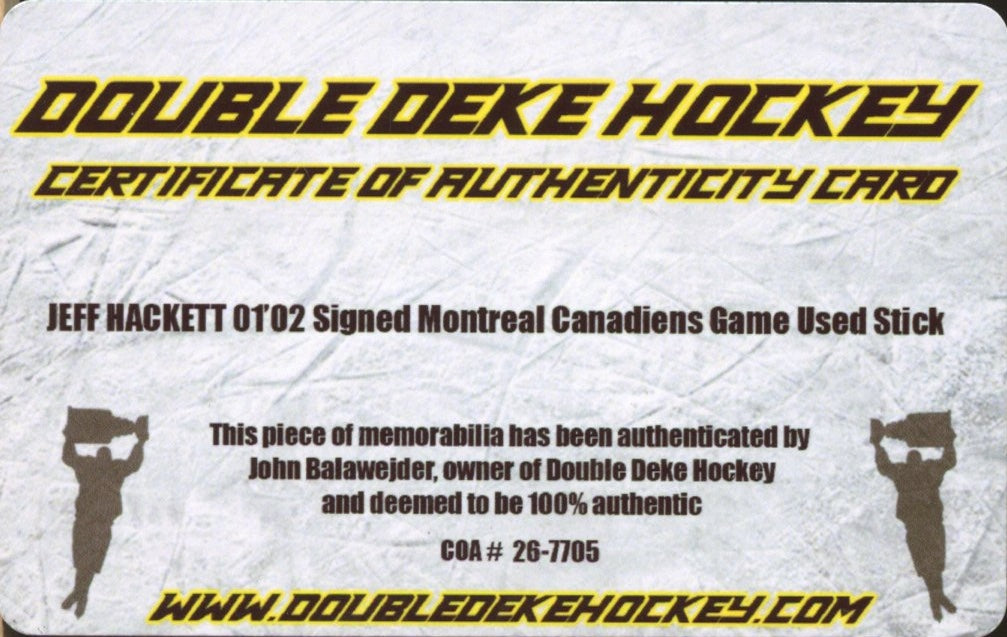 Original memorabilia photo for Jeff Hackett   
