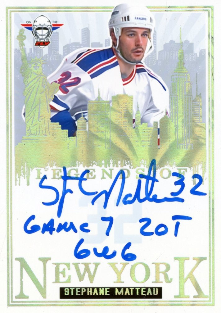 Stephane Matteau Legends Of New York Autograph w/ Inscription (Rainbow Foil)